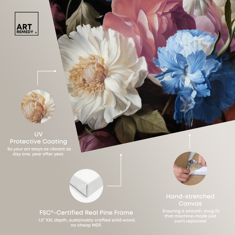 Elegant Floral Canvas Wall Art in Multicolor, 15" x 10"