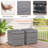 2PCS Patio Rattan Ottomans Seat Side Table Storage Box Footstool with Cushion Gray-1962808543