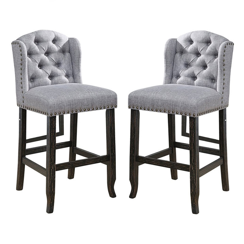 Chaise d'appoint à oreilles capitonnée Adler, Gris clair