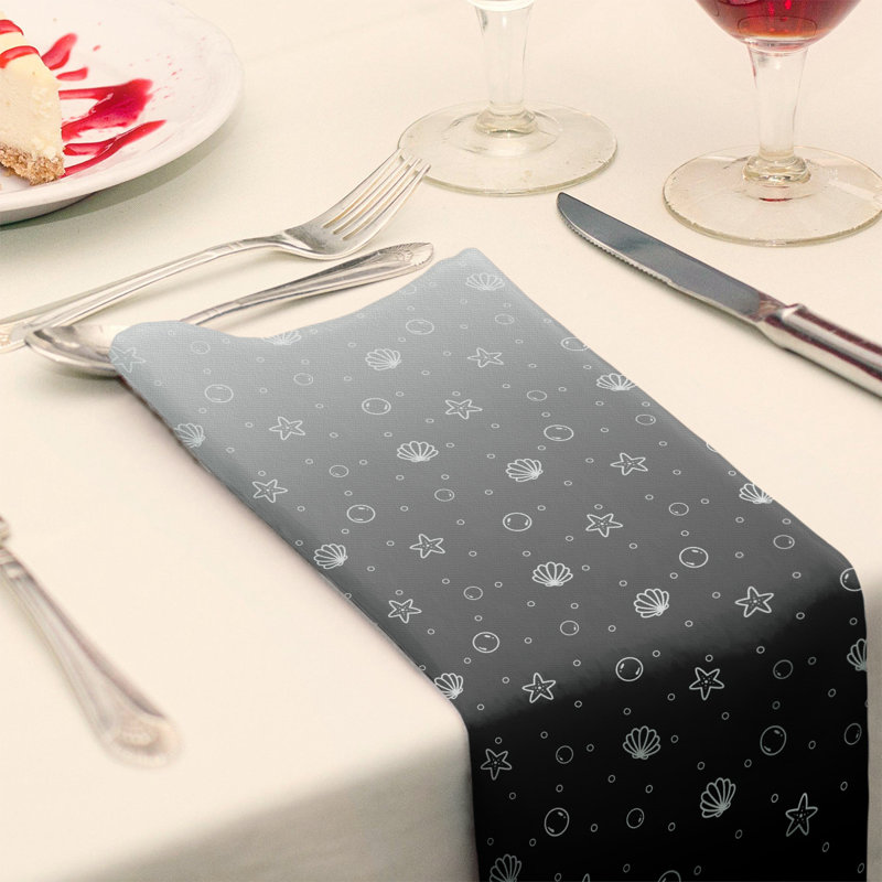 Serviette en coton à motif coquillage, Noir, H 0,1 po x l 10 po x P 10 po, Sergé de coton