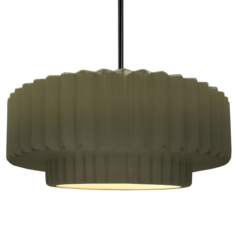 Luminaire suspendu 1 lumière Meydan, H 6 po x l 16,25 po x P 16,25 po, Vert mat, Noir mat