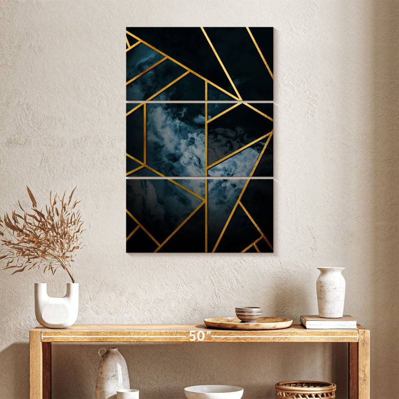 Avery Abstract Golden Lines, 65" H x 42" W