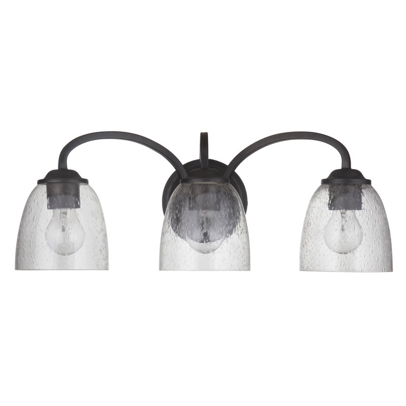 Éclairage pour meuble-lavabo 3 lumières à intensité réglable Lael, Martelée transparente, Espresso