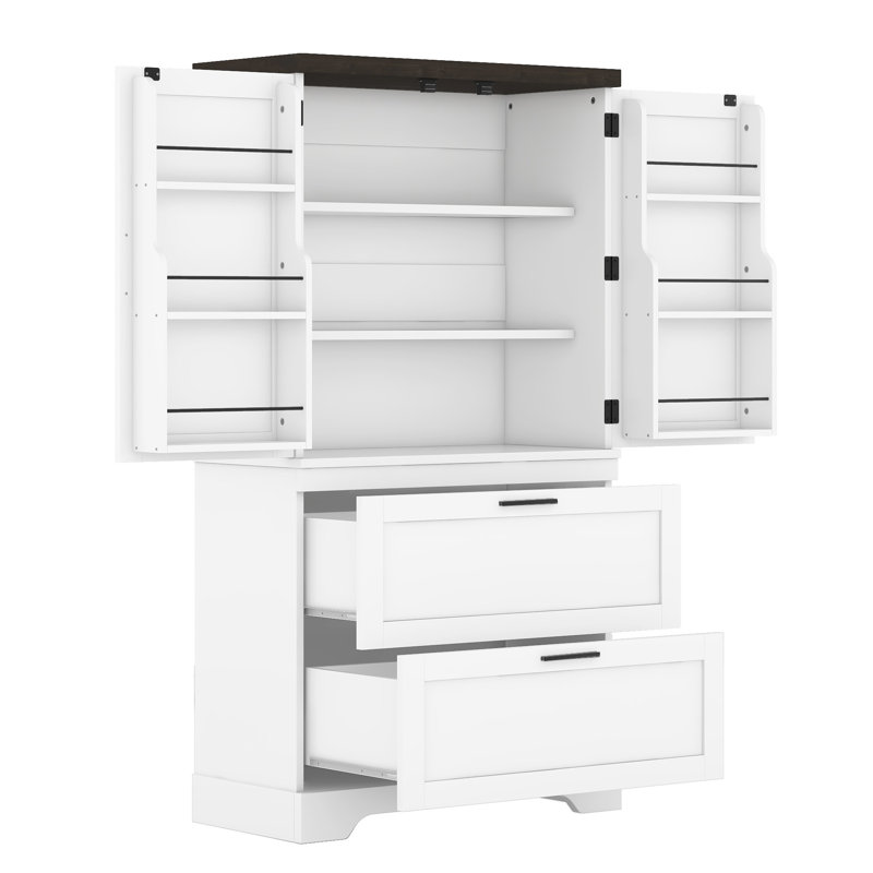 Armoire de cuisine avec 6 tablettes suspendues, Blanc