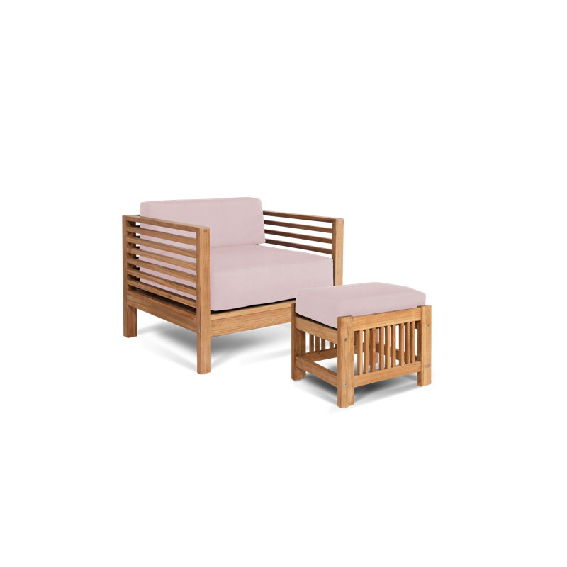 Soleil Patio Chair and Ottoman with Sunbrella Cushions, Sunbrella® Play Cameo