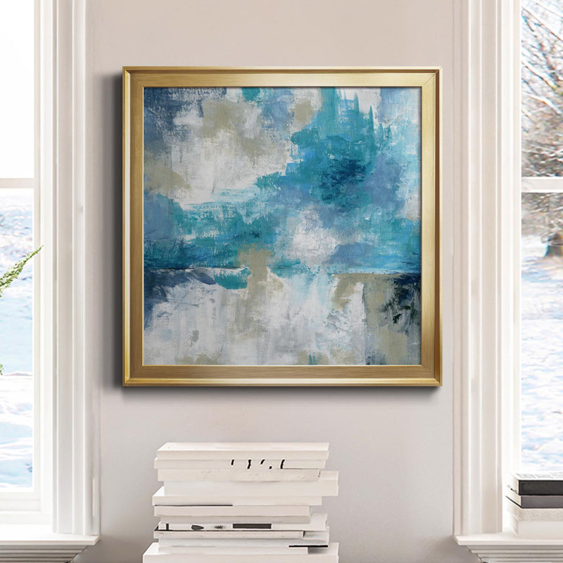 By The Sea - Toile encadrée de qualité supérieure - prête à être accrochée, H 17,5 po x l 17,5 po x P 1,5 po, Argent