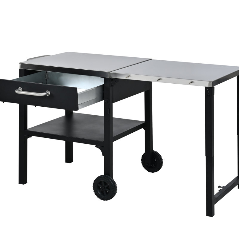 Chariot d'extérieur pliable avec roues et intempéries - Caractéristiques pour les barbecues de jardin polyvalents