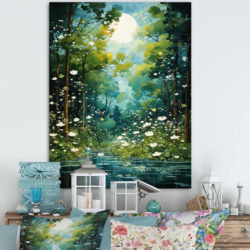 Toile Bold Forest Emerald IV - Paysage et nature, art mural, H 20 po x l 12 po x P 1 po, Toile tendue