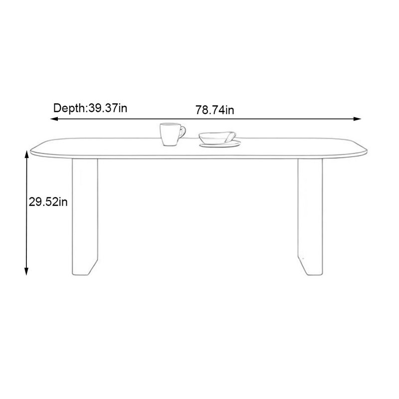 table de salle à manger rectangulaire, H 29,52 po x L 78,74 po x l 39,37 po