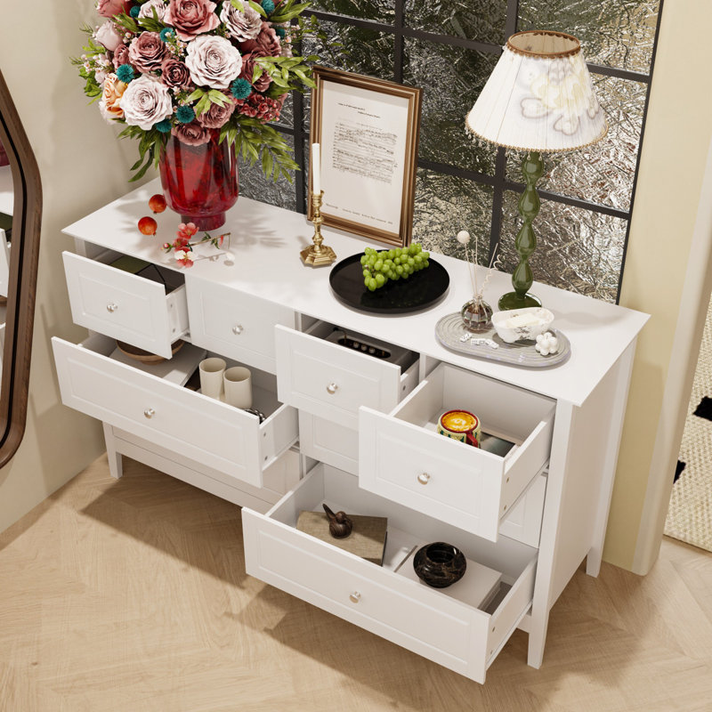 8-Drawer Accent Chest With Modern Design, White