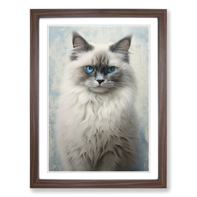 Ragdoll Cat Hard Edge No.2 - Single Picture Frame Print on Wood