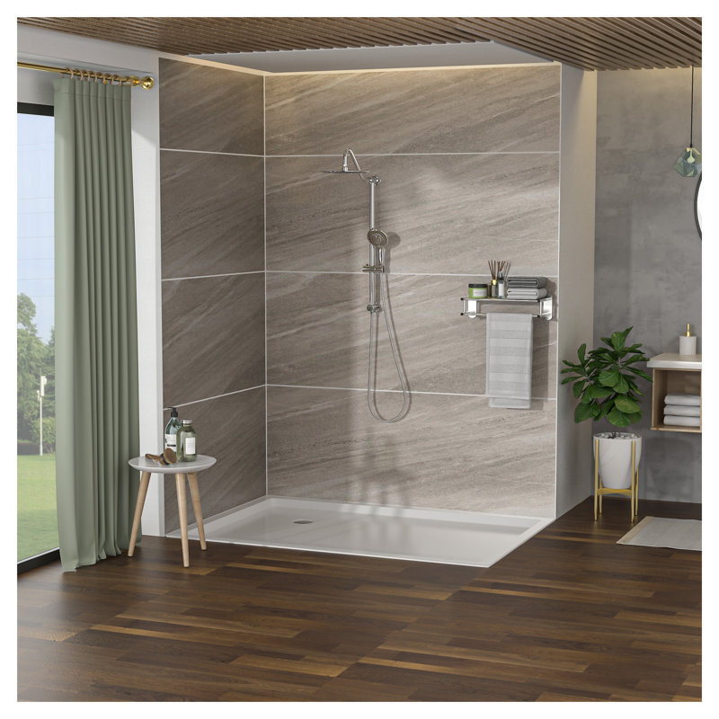 Ensemble de pomme de douche ronde 10 po avec douchette à main, finition chromée, système de douche à pluie mural
