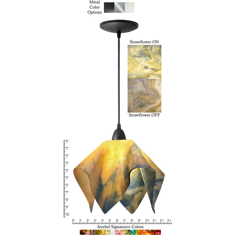 Luminaire suspendu Amergin, Grand, Noir, Fleur de paille