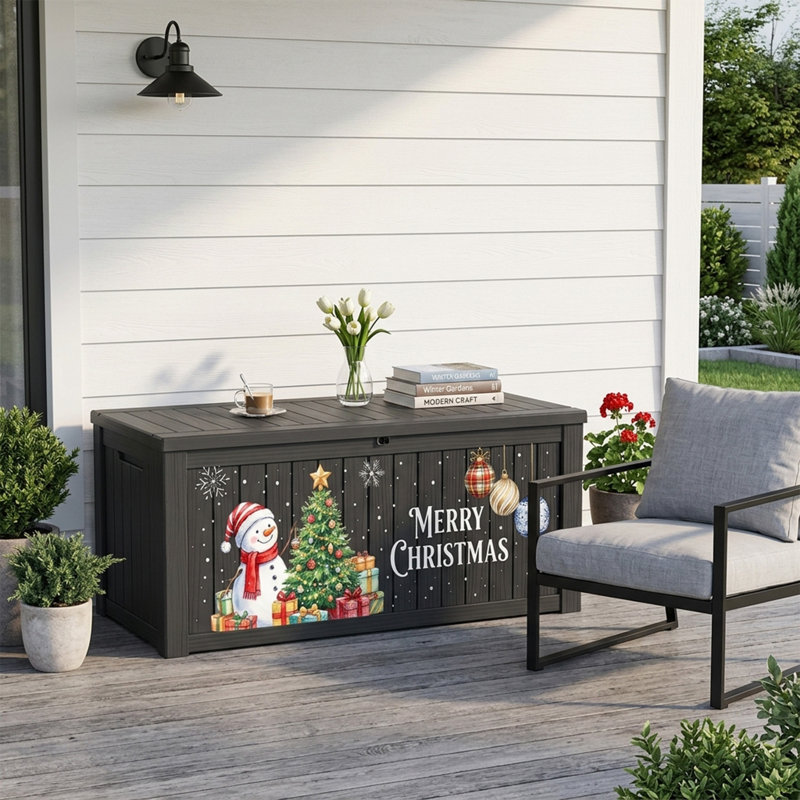 Coffre de terrasse PawsomePad de 454 litres (120 gallons) en résine, résistant aux intempéries, pour rangement extérieur et accessoires de patio.
