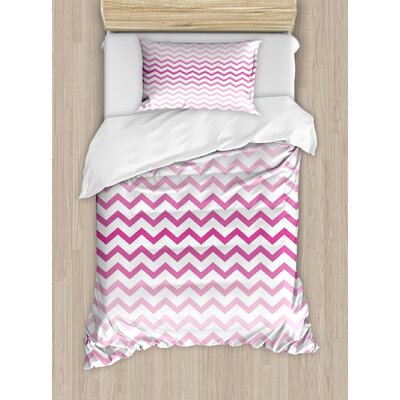 Chevron Zigzag Pattern with Twisted Parallel Lines Duvet Cover Set -  Ambesonne, nev_35538_twin