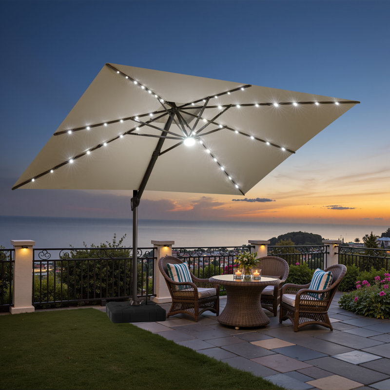 Parasol en porte-à-faux avec base lestée 11 x 9 pi, Rectangular, 104.4" H x 132" W x 108" D