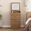 Meuble-lavabo 3 en 1 avec 3 tiroirs et tabouret à roulettes, meuble-lavabo compact avec miroir et lumières