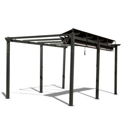 Pergola d'extérieur pour jardin 11 x 16 pi - gris foncé Structure en aluminium robuste, auvent, réglable pour la construction de cour de fêtes, célébrations