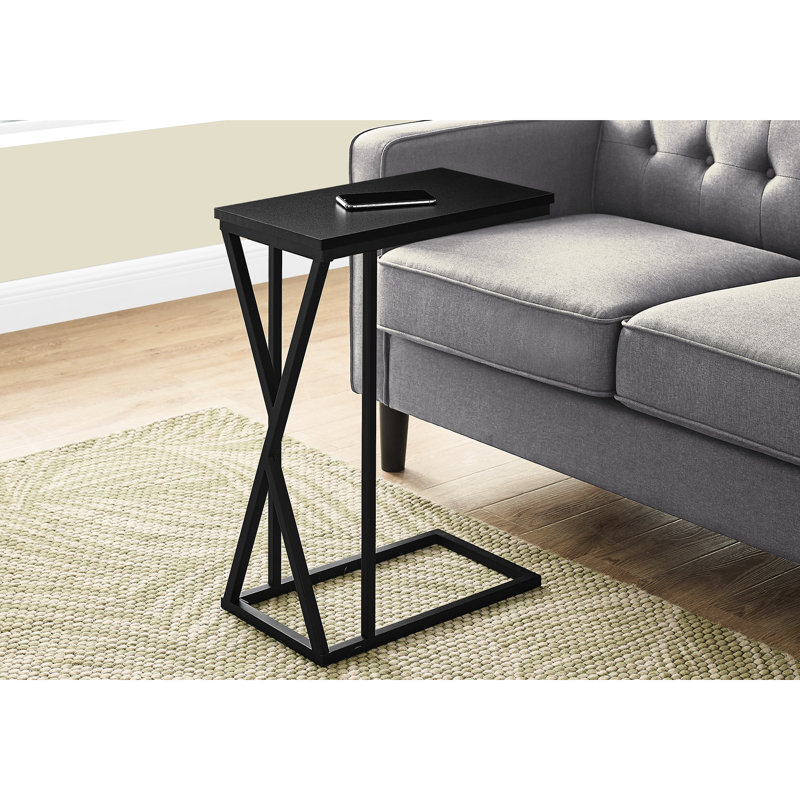 Table de bout moderne pour le salon, surface stratifiée noire et structure triangulaire asymétrique en métal, 24,51 pouces de hauteur, 8 lb, assemblage requis, métal, temps de collation approprié, requis
