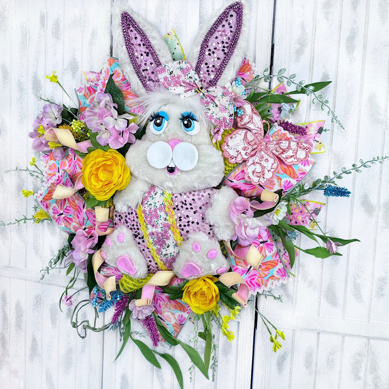 Easter Rabbit With Egg Spring Wreath