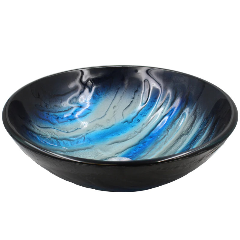 Lavabo de salle de bain vasque circulaire en verre