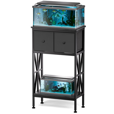Oberlin 5-10 Gallon Fish Tank Stand, Heavy Duty Aquarium Stand With Dual-Tiered Cabinet, Accessory Storage Solution