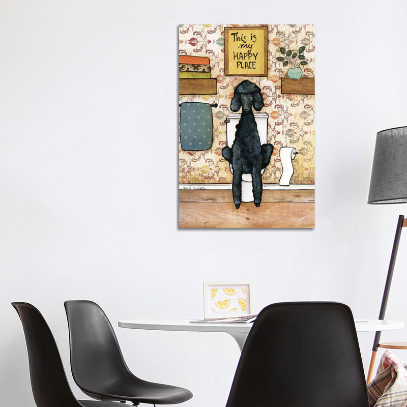 « Happy place Poodle » par Jamie Morath-impression, H 40 po x l 26 po x P 1,5 po, Toile tendue, Pas de tapis