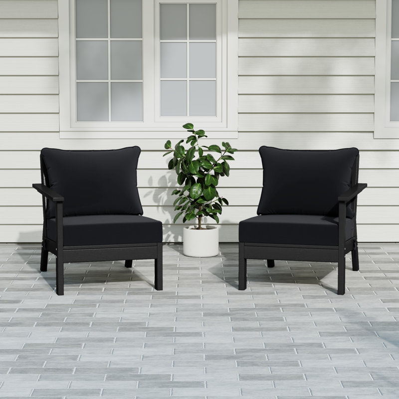 Deep Seating Set With Cushions, Black, Black