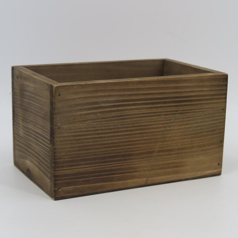 Boîte rectangulaire en bois à finition rustique, H 4 po x l 4,50 po x P 7 po