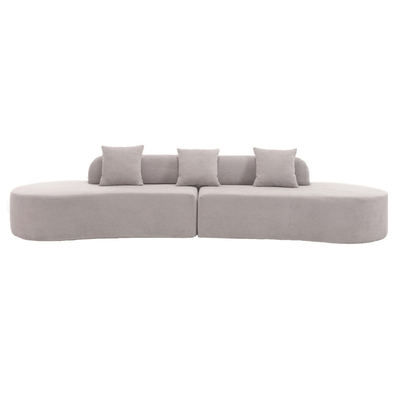 Canapé incurvé durable avec trois coussins, canapé rembourré pour l'intérieur, Gris