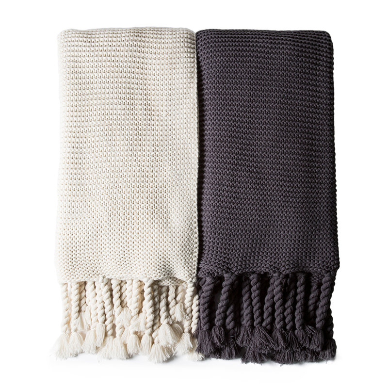 Trestles Knitted Throw Blanket, Antique White
