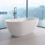 Baignoire de trempage autoportante à surface solide de 59 po L x 30 po avec drain central blanc mat