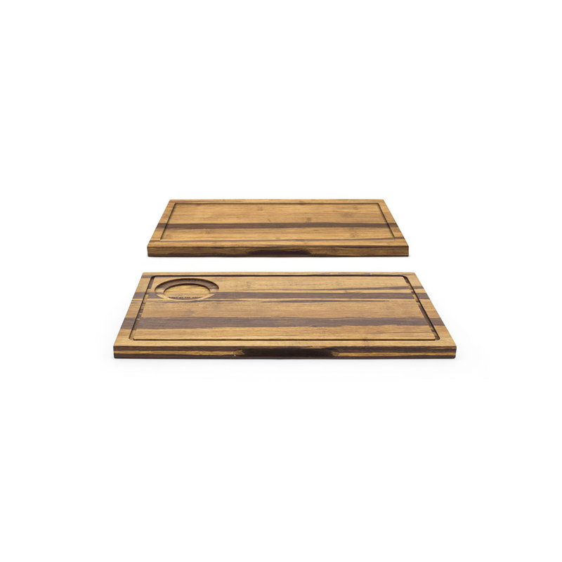 Rustic Bamboo Reversible Cheese Board Set with Grooves
