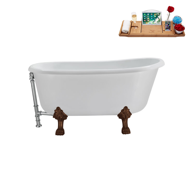 57.5'' x 29.5'' Soaking Acrylic Bathtub, Polished Chrome, Matte Oil Rubbed Bronze
