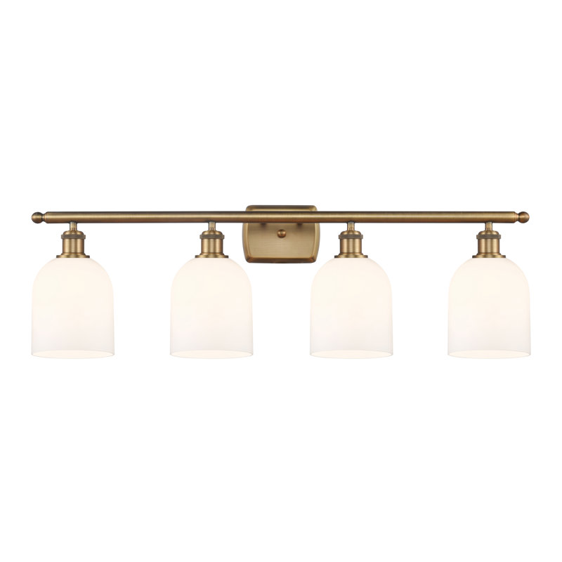 Anacaren 4 - Light Dimmable Vanity Light, Gloss White, Brushed Brass