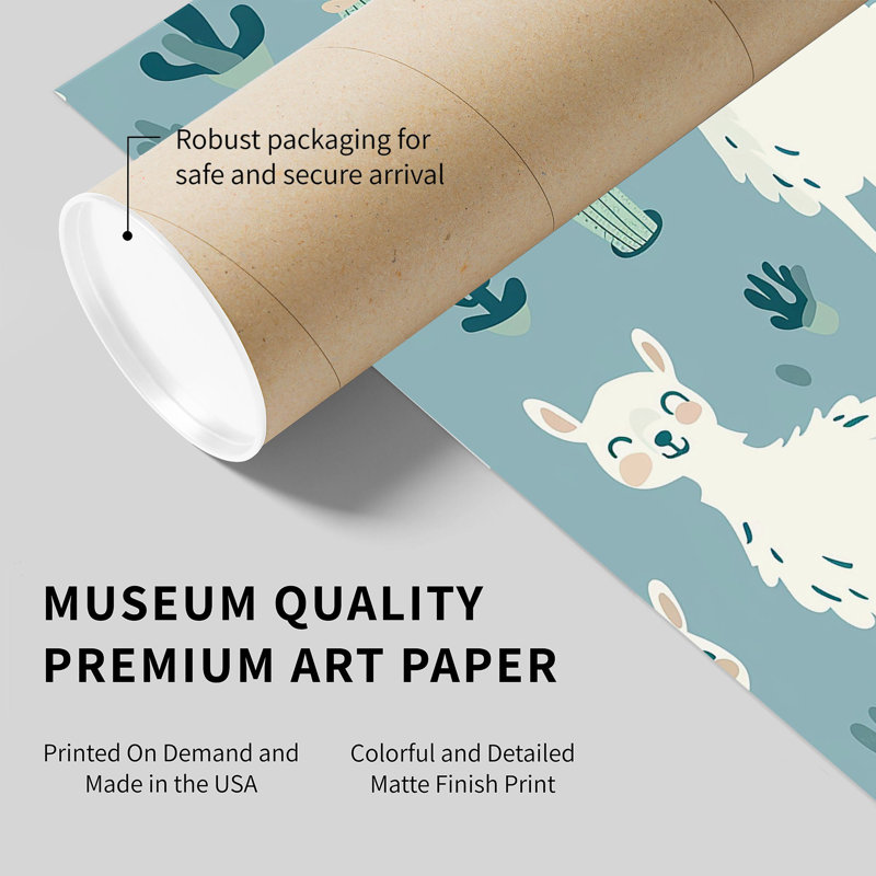 Animals Llama Pattern I Modern Unframed Art Print, 18" H x 18" W