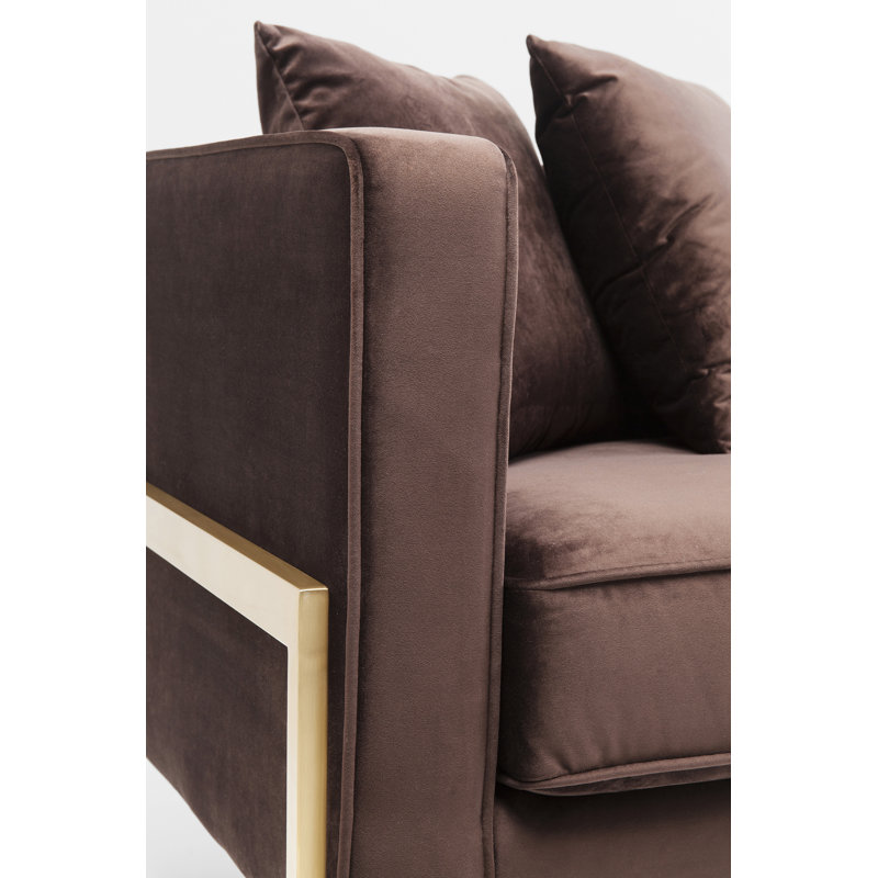 Sofa Loft 3-Seater Salt & Pepper, Brown, Brass