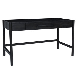 Manor Park Modern Grooved Drawer Writing Desk, Dark Walnut and Solid Black