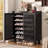 6-Tier Shoe Cabinet With Slatted Doors And Adjustable Shelves, Black-2045837622
