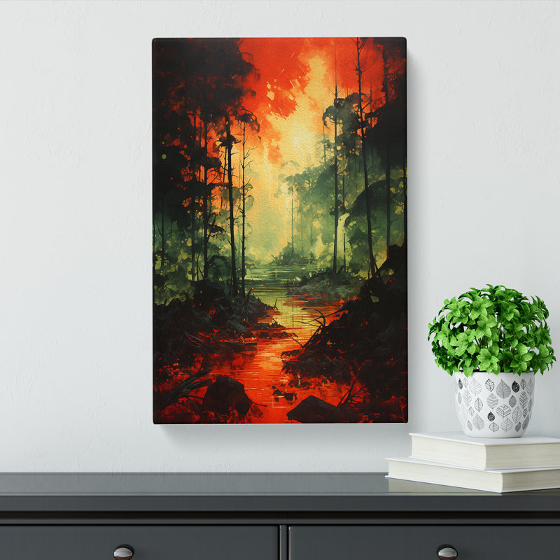 Forest Action Painting - Wrapped Canvas, 50cm H x 35cm W x 3cm D