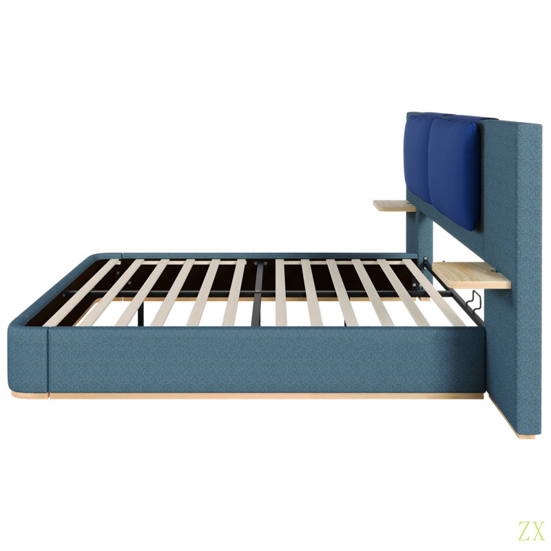 Queen Size Upholstered Platform Bed With Panel, Platform Bed Frame With Anti-Collision Soft Rounded Corners, Stable And Solid, No Box Spring Needed, Easy Assembly