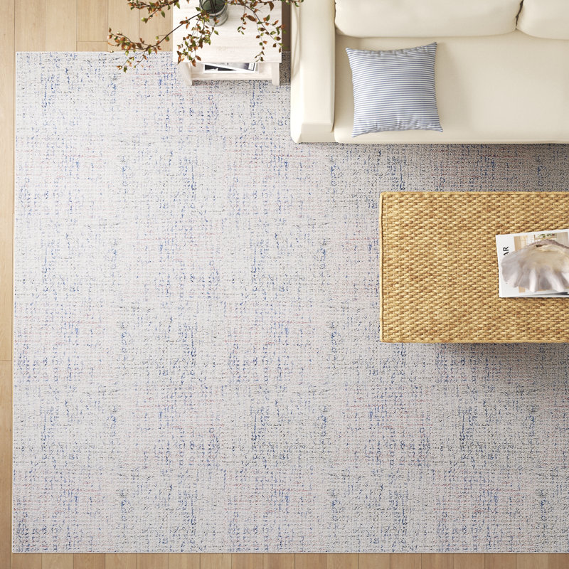 Tapis bleu / ivoire en laine touffeté à la main Zachary, Rectangle 5 pi x 8 pi