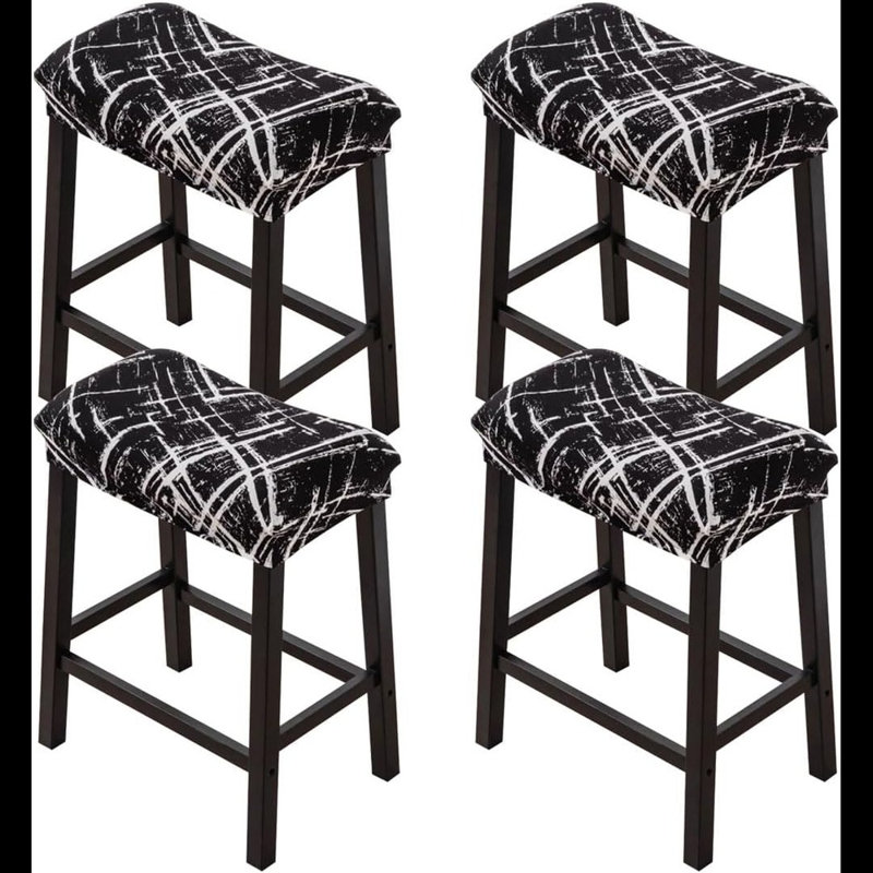 Bar Stool Cover Rectangle Set Of 4 Printed Stretch Counter Height Bar Stools Slipcovers Saddle Stool Slipcover Bench Seat Protector Backless Bar Stools Covers For Kitchen Counter