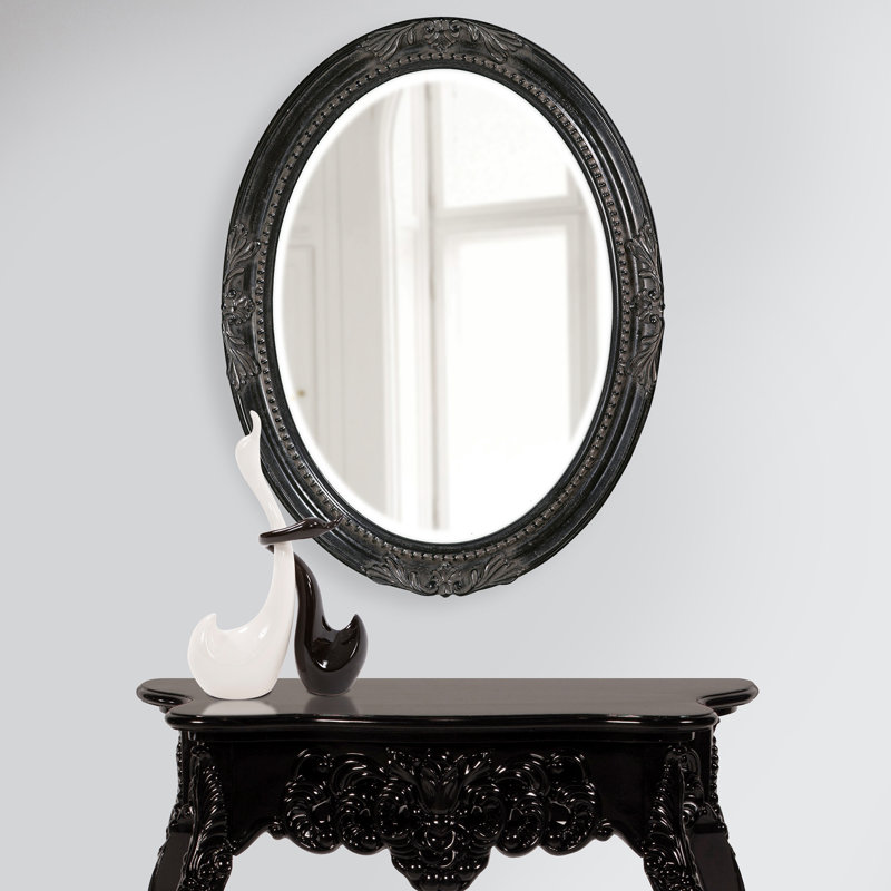 Miroir décoratif mural biseauté de style traditionnel, Noir