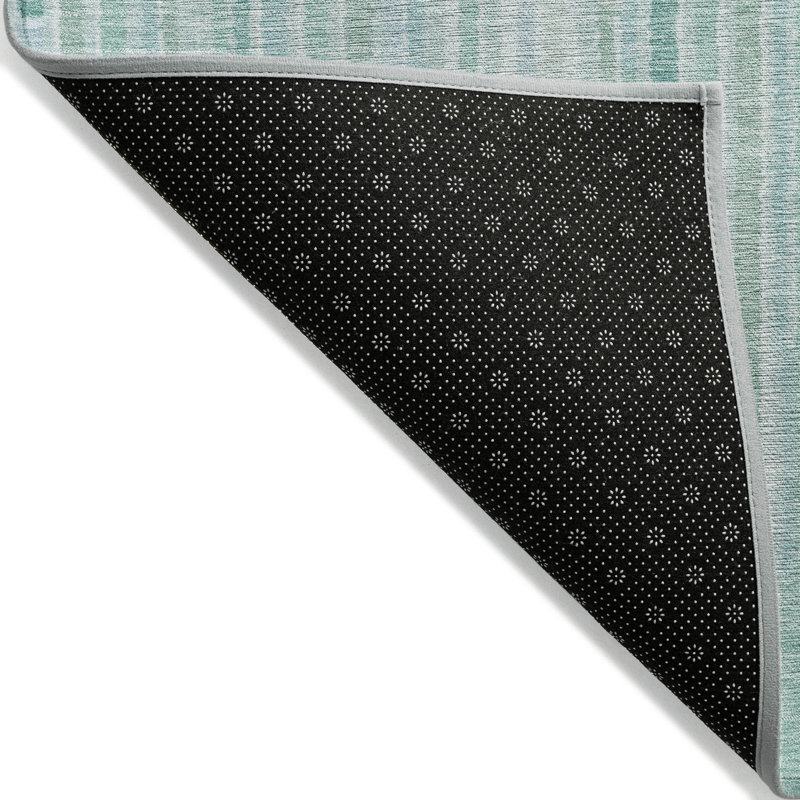 Machine Washable Indoor/Outdoor Xhevrie Turquoise Rug, Rectangle 1'8" x 2'6"