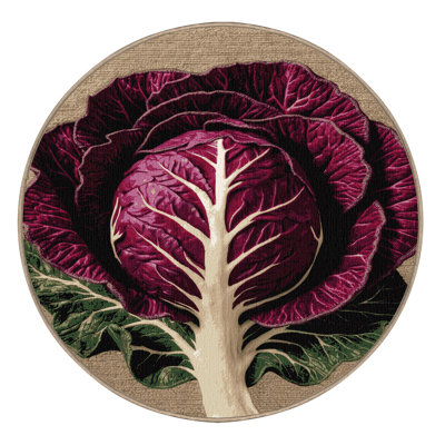 Washable Cabbage Red Vegetables Area Rug