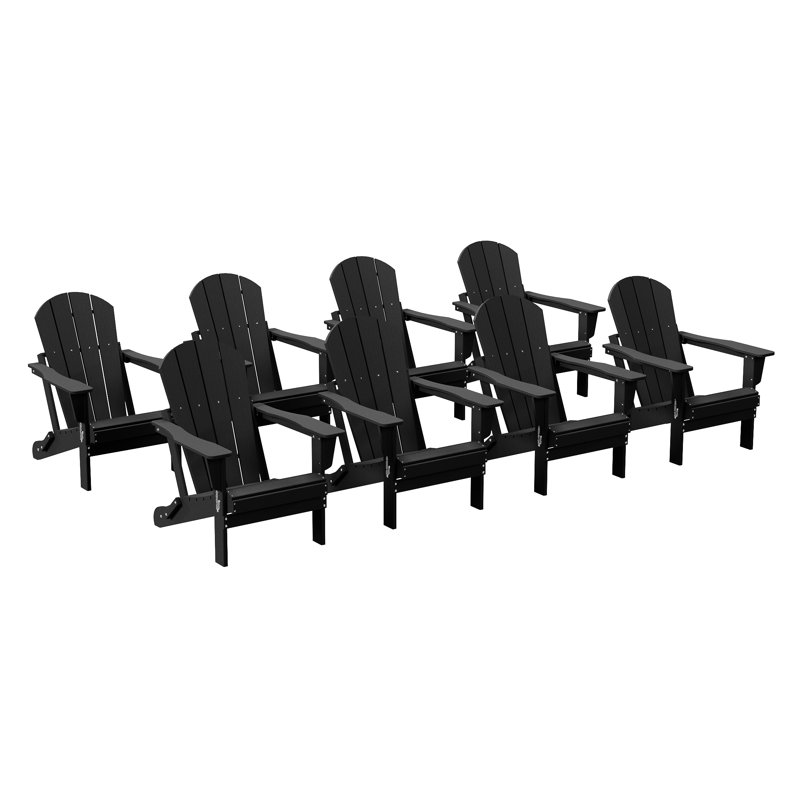 Shawnna Foldable Outdoor Adirondack Chair, Black