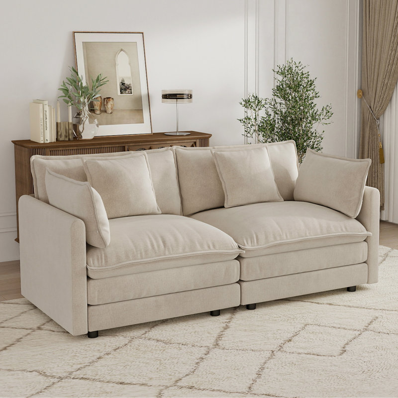 Canapé Cloud, canapé en chenille, canapé 2 places, 33" H x 75.9" W x 34.2" D, Café