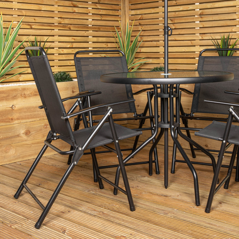 4 - Person Patio Dining Set with, Black
