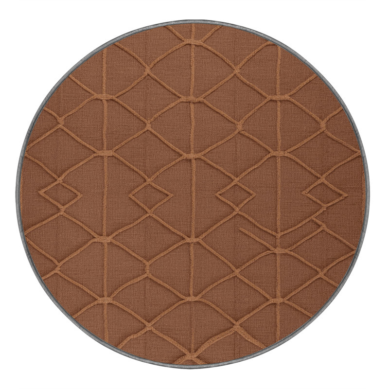 Tapis brun treillis lavable à la machine, Rond 8 pi